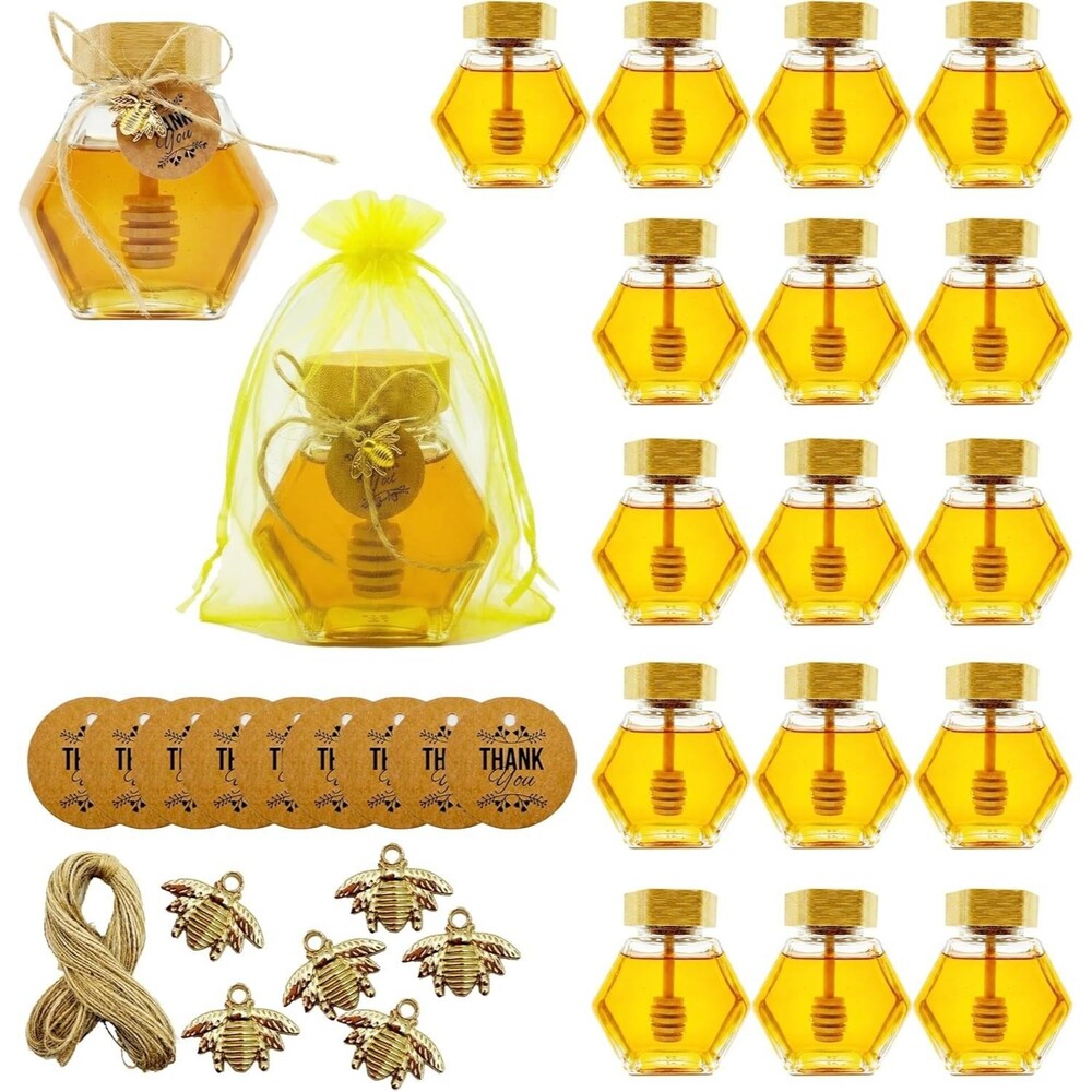 CathJune 14-Piece Honey Jar Favor Set